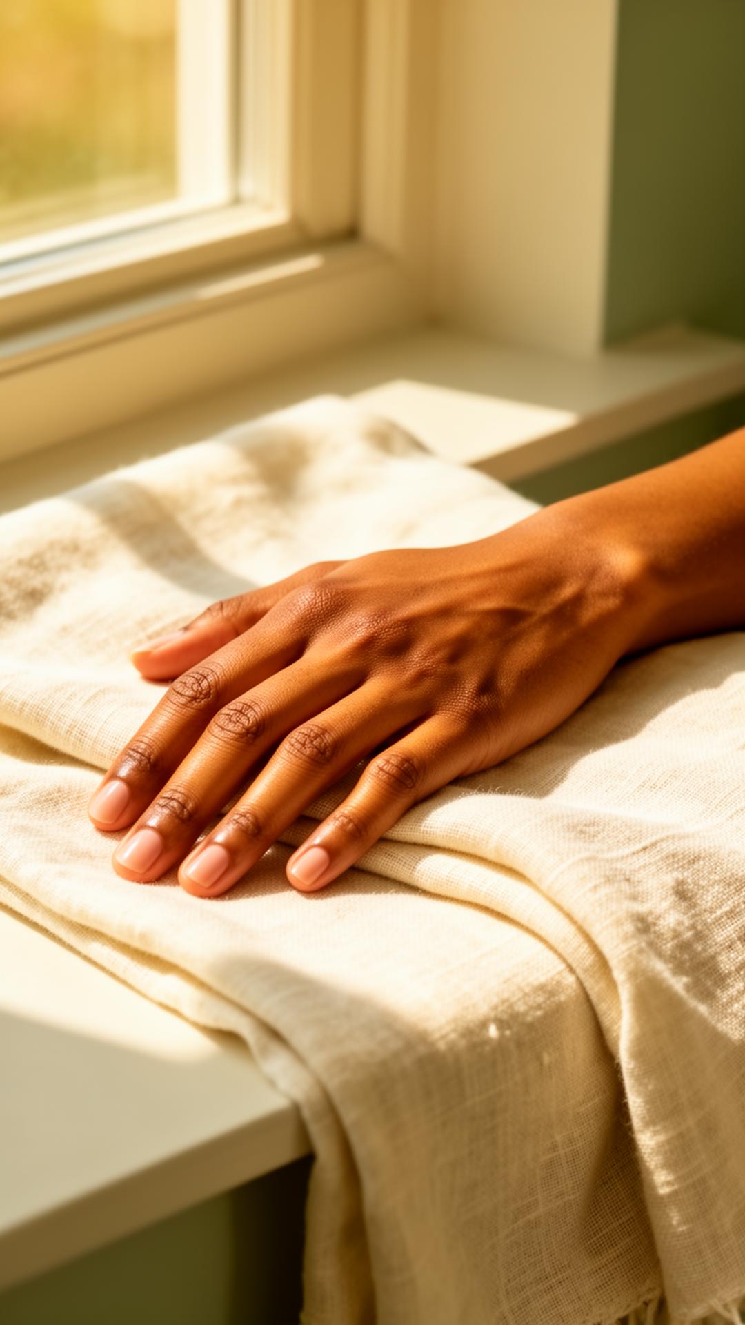 Soft natural light on linen — the calm Rise Well aesthetic
